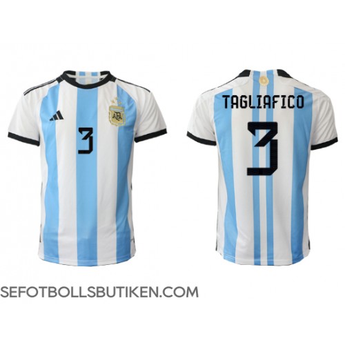 Argentina Nicolas Tagliafico #3 Replika Hemma matchkläder VM 2022 Korta ärmar